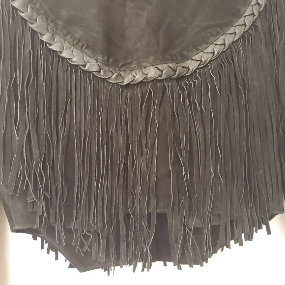 Black Suede and Leather Fringe Jacket - Picture 9 of 13